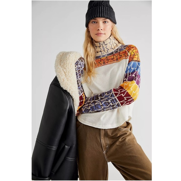 Free People Bohemian Star Fair Isle Turtleneck Sweater Freestyle Ski Swit Small - Picture 1 of 11